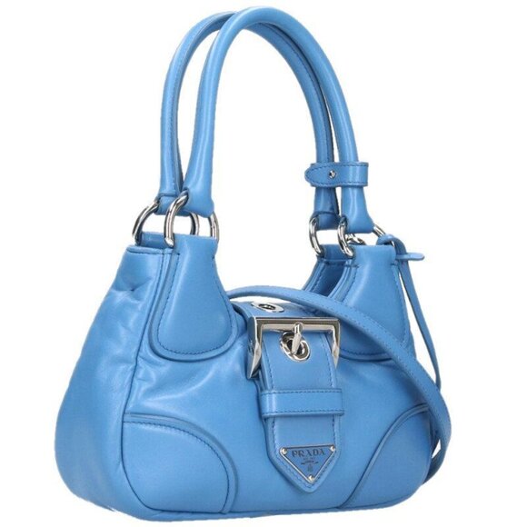 Prada Handbags - Prada Moon Nappa Leather 2-Way Shoulder Handbag Light Blue